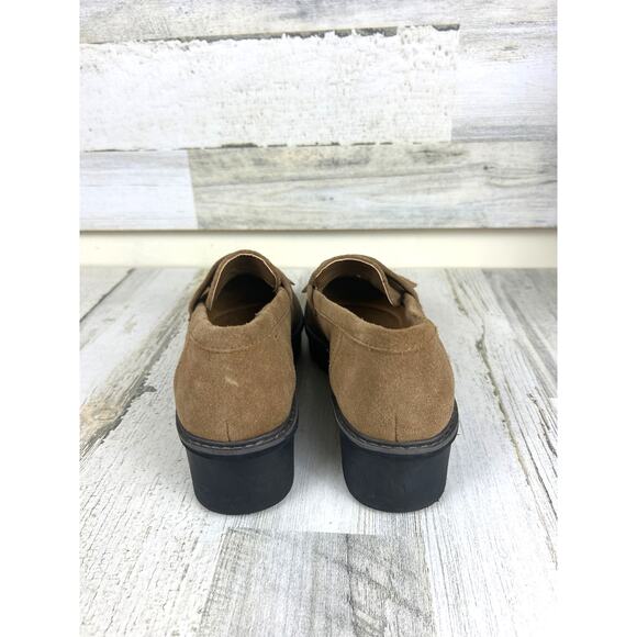 Clarks Women’s 8.5 Brown Leather Airabell Slip-On Platform Ruffle Loafers NEW - Picture 5 of 7